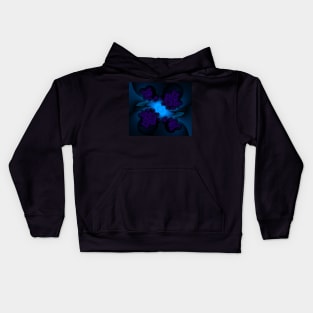 Indigo Purple and Blue Fractal 3 Kids Hoodie